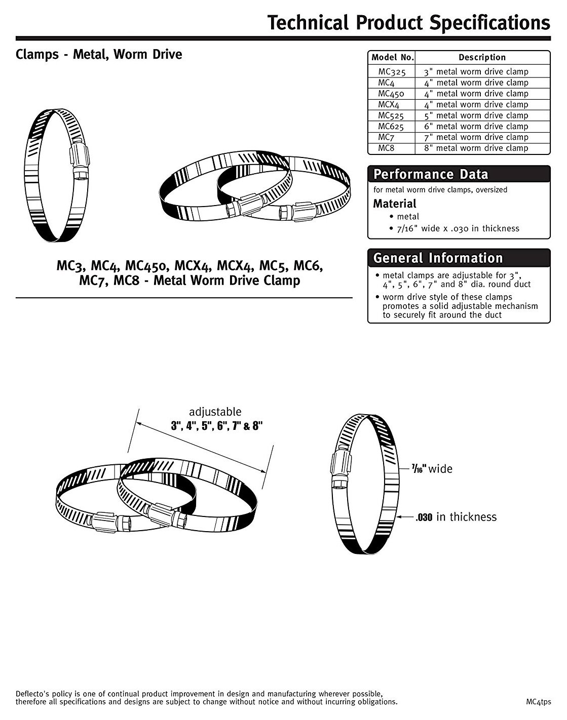 Deflecto abrazadera de tornillo sin fin, 3 cm de diámetro, metal (mc325), MC625