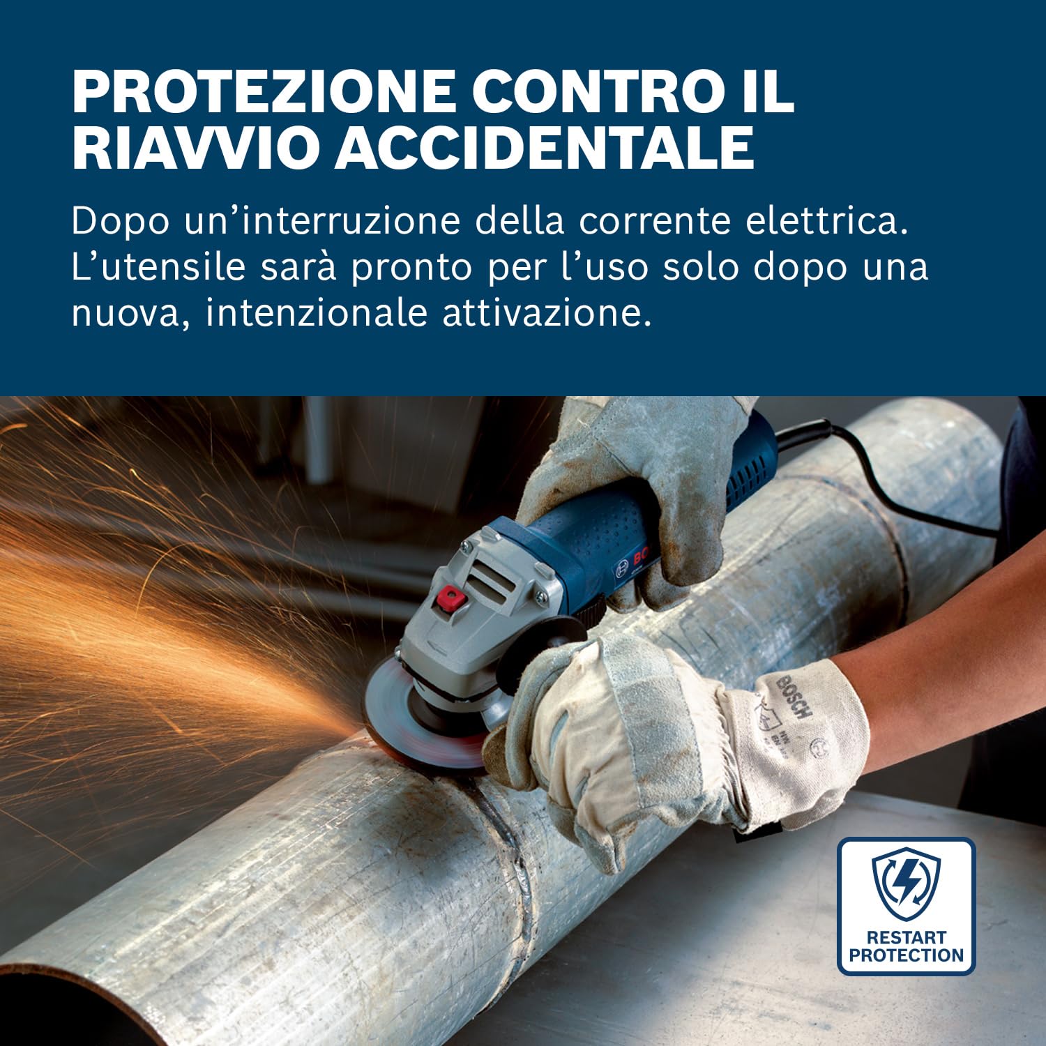 Bosch Professional Smerigliatrice Angolare GWS 7-125, Ø Disco: 125 mm, Impugnatura aggiuntiva, Flangia di Montaggio, Dado di serraggio, Confezione in Cartone, 720 W, 230 V, Blu