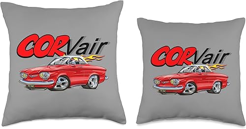 Miniatura 3 de Corvair Cartoon 1960 Monza Coupe Drawing Throw Pillow, 18x18, Multicolor