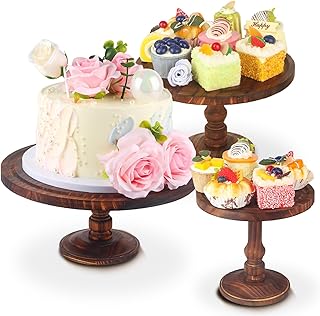 Set of 3 Rustic Wooden Cake Stands — Farmhouse Cupcake Pedestal Display ...