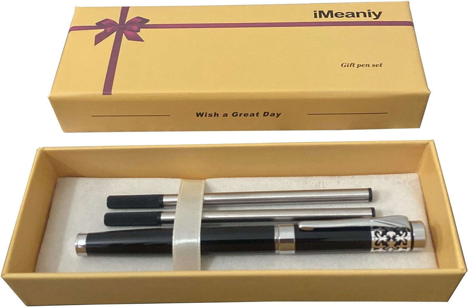 Nice Pen in Gift Box Fancy Ballpoint Pen Writing set for Signature Executive Journal,Luxury Pen for Graduation Birthday Gifts,Black Gel Ink 0.7mm refills