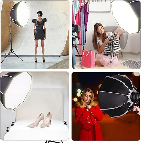 Miniatura 6 de Octagonal Softbox Lighting Kit,Battery Powered Rechargeable Photography Lighting Video Studio Light with 50W 3000-6500K Dimmable LED Light Bulb for