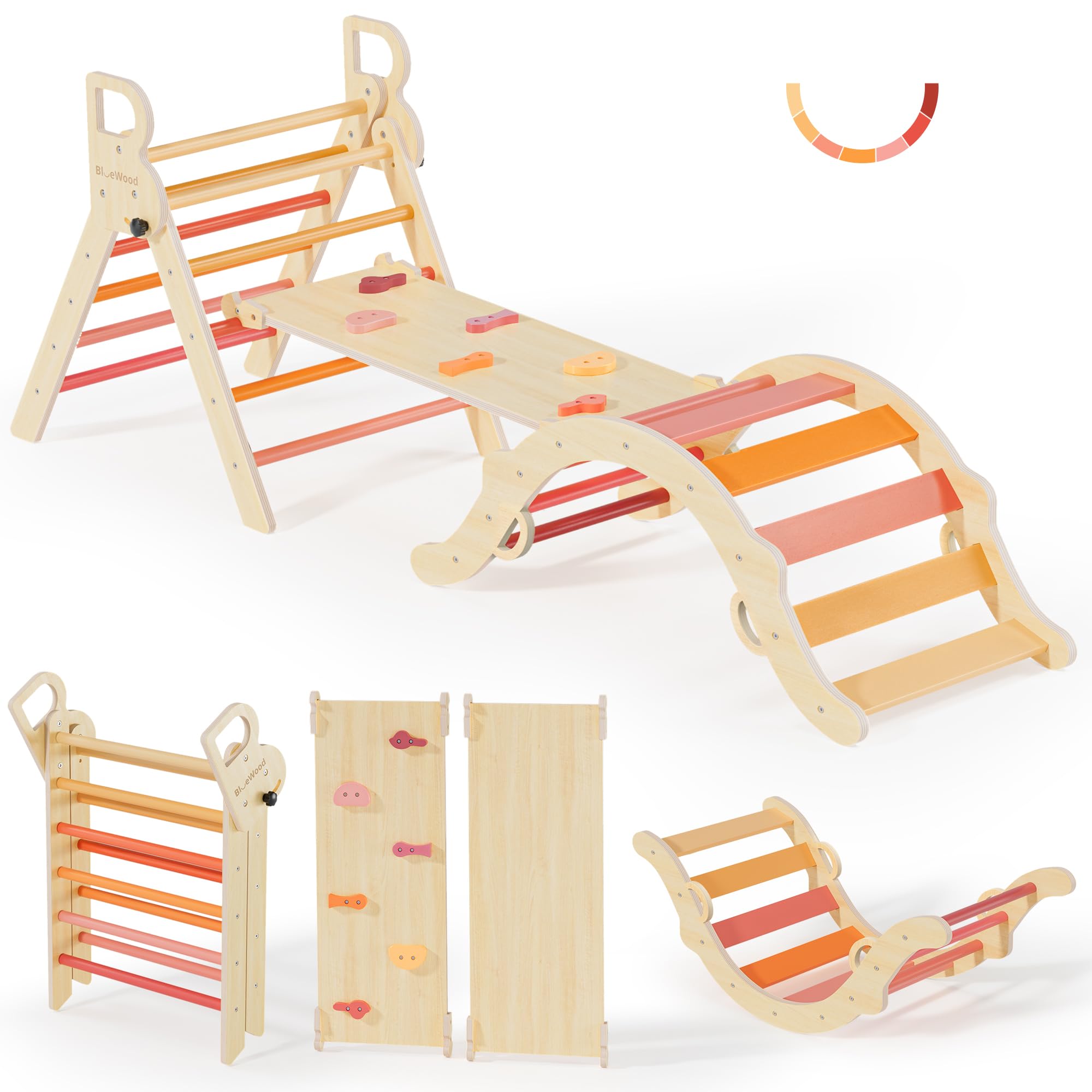 Amazon.com: BlueWood Pikler Triangle Set, Toddler Wooden Climbing
