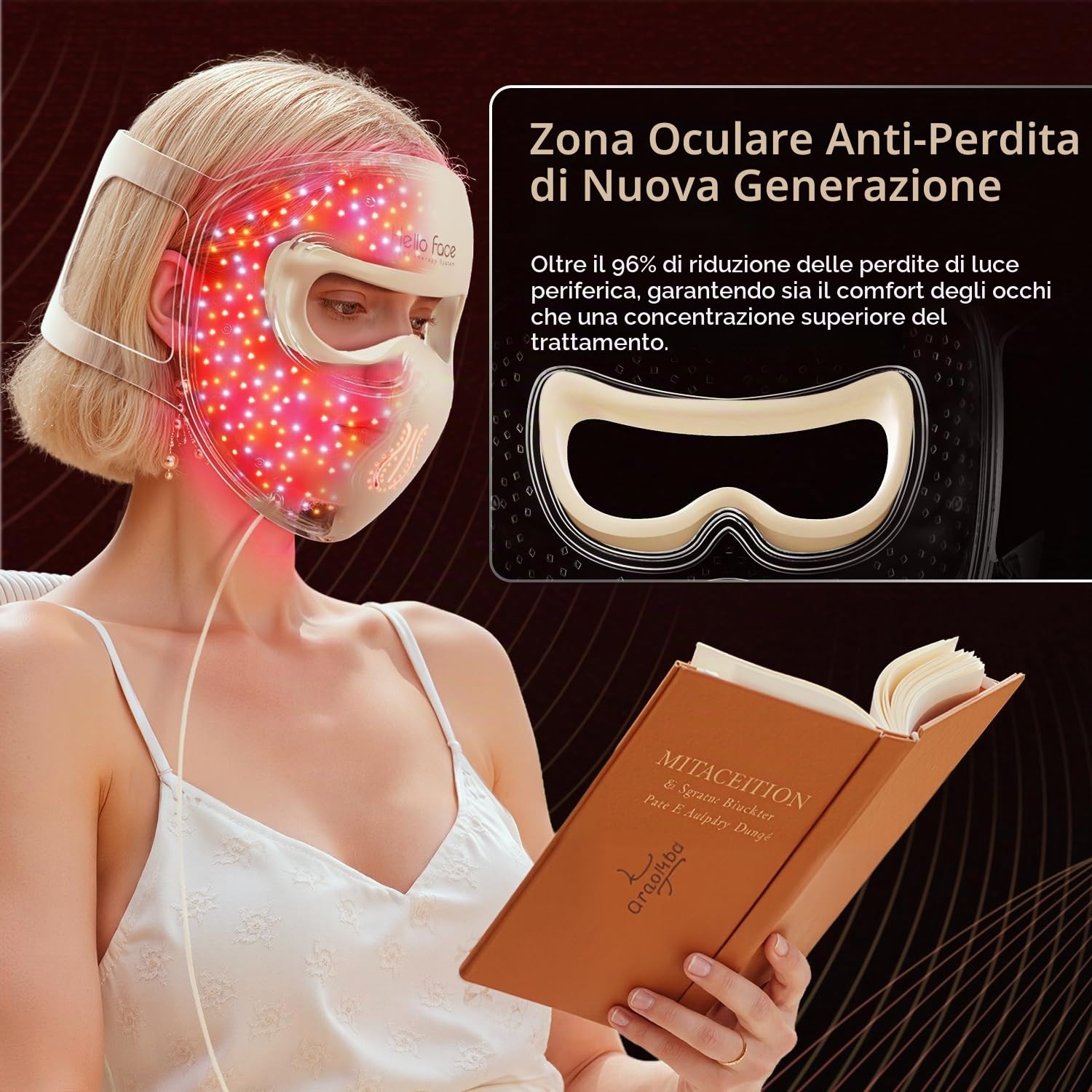 Maschera per terapia a luce rossa
