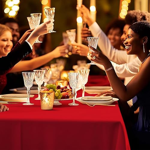 Miniatura 5 de Paquete de 6 manteles de plástico desechables de alta calidad de 54 x 108 pulgadas, manteles desechables para mesas de 6 a 8 pies, fiestas