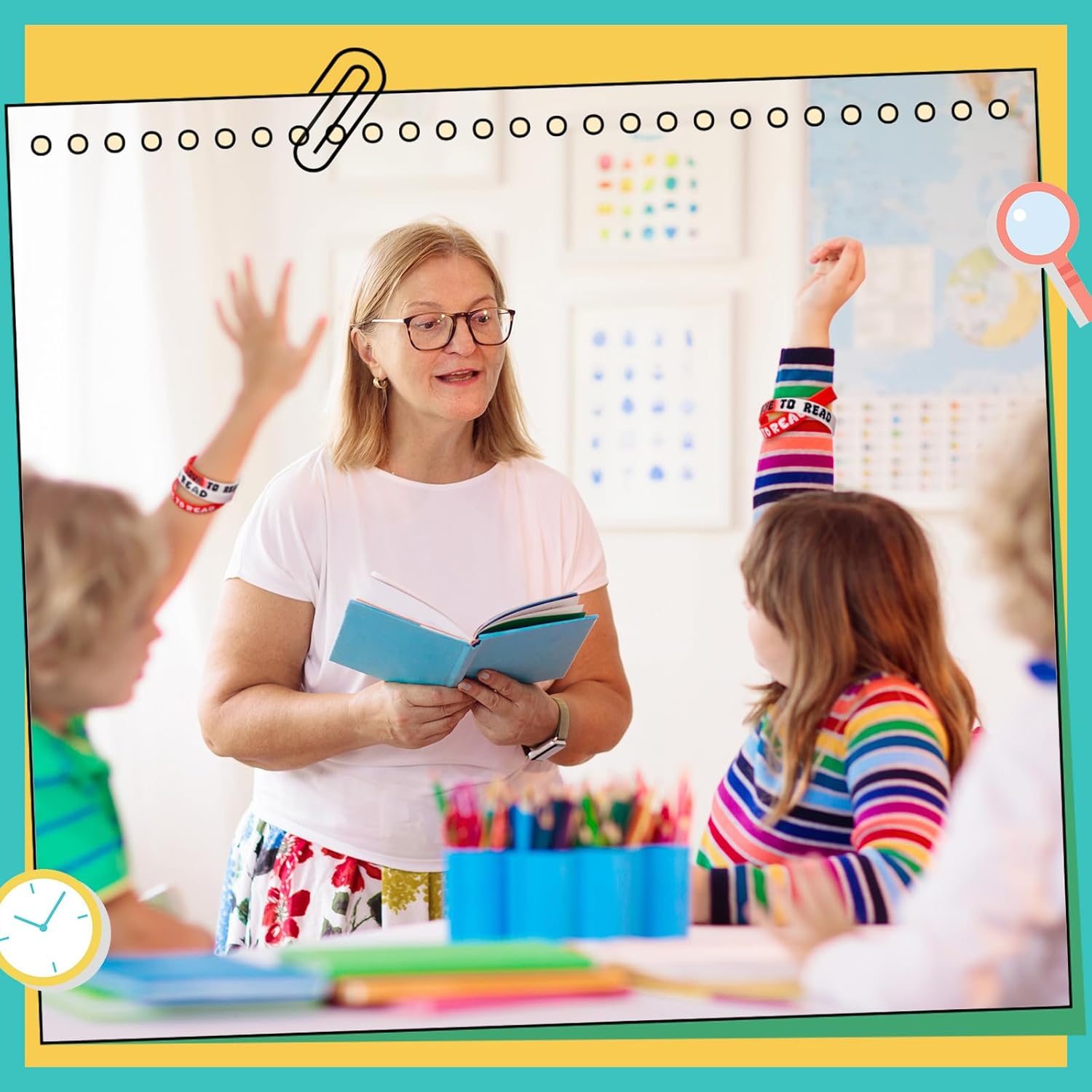 60 PCS I Love to Read Rubber Bracelets Reading Motivational Wristbands Rubber Bracelets for Kids Book Lovers Kids Students Back to School Gifts Rewards Teachers Classroom Decoration Party