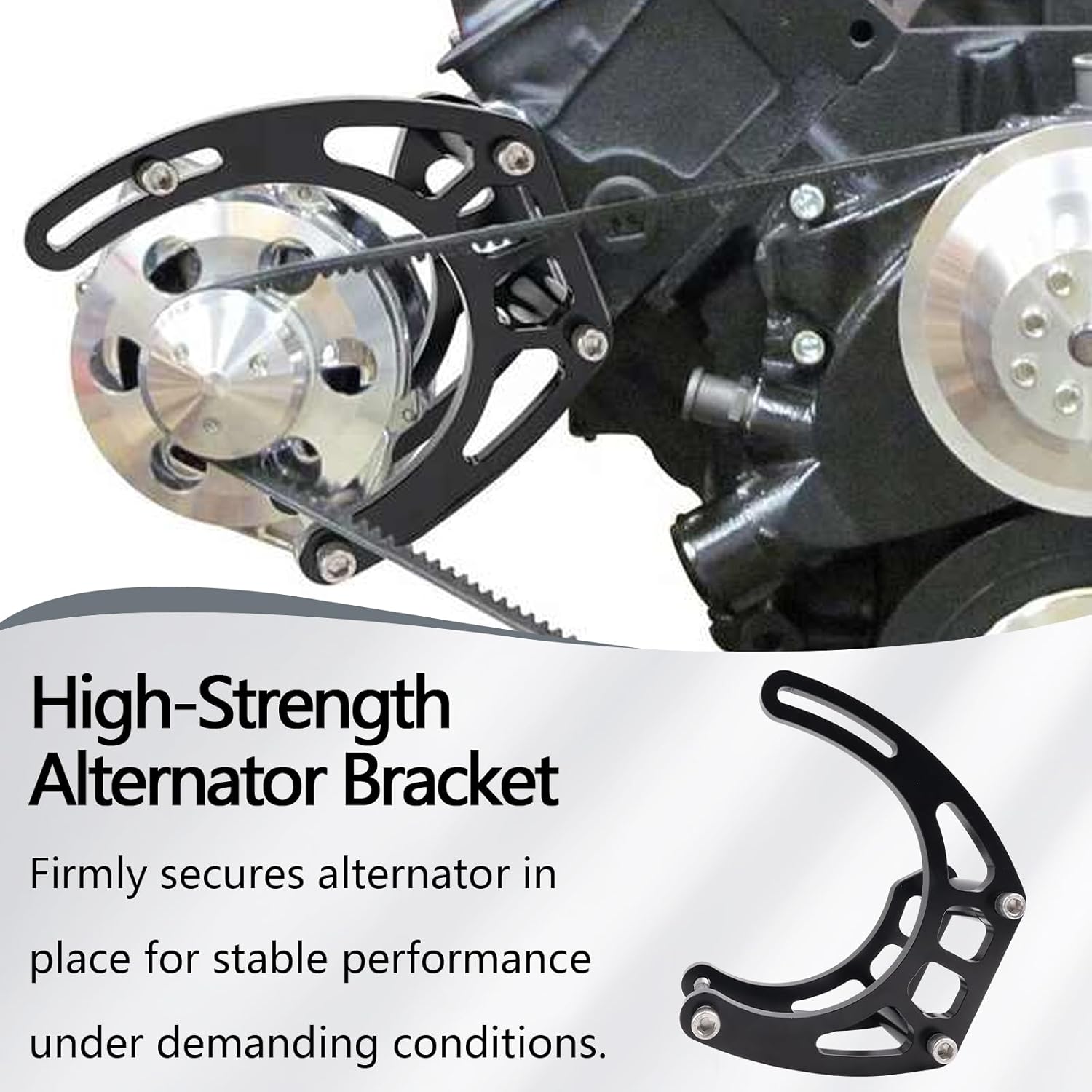 Alternator Bracket Compatible with Chevy Big Block Fits with Short Water Pump or Electric Water Pump Passenger Side Mount Black Anodized Finish