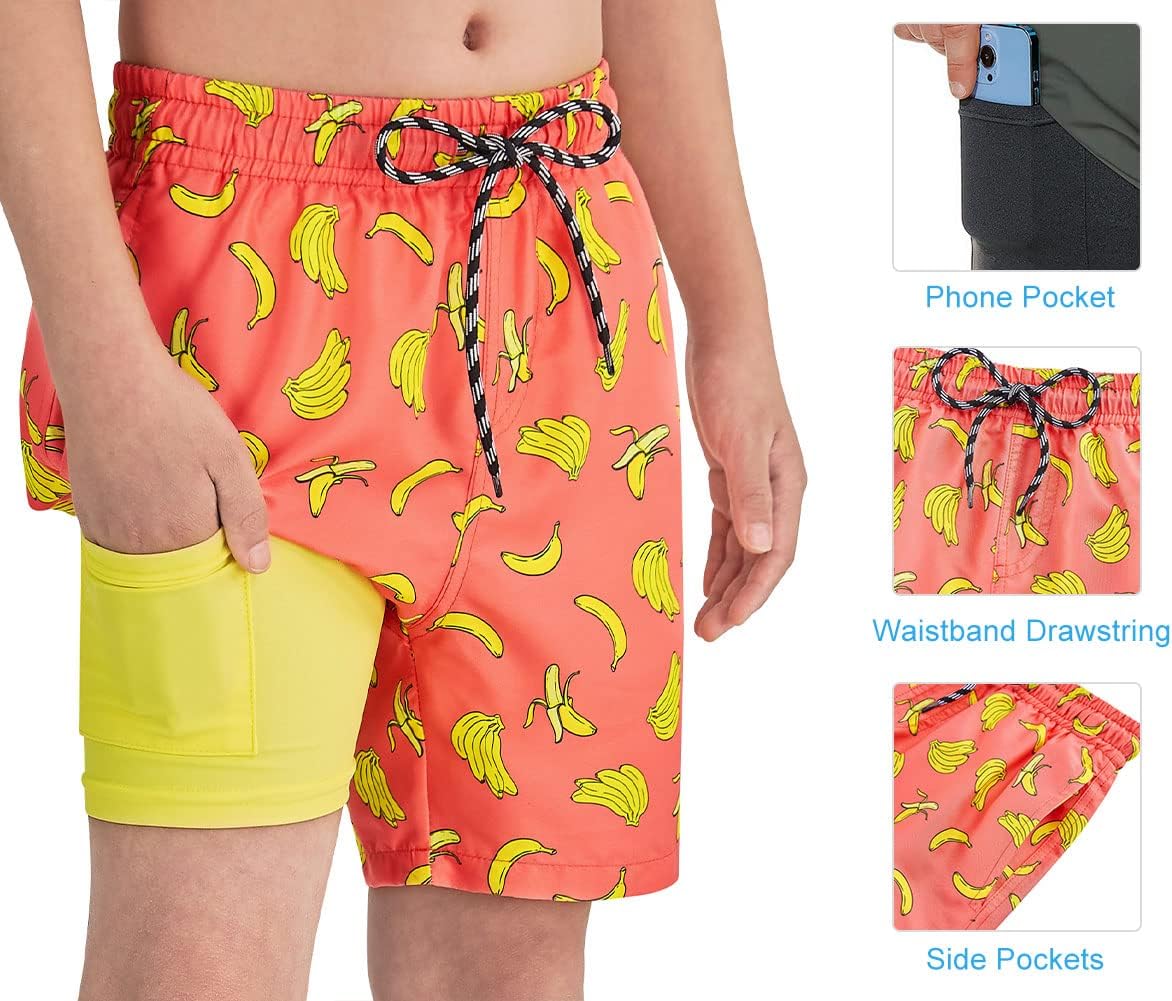 Cozople Boys Swim Trunks Compression Liner Swim Shorts Quick Dry Bathing Suit with Boxer Brief Swimwear 2-20T - Image 3