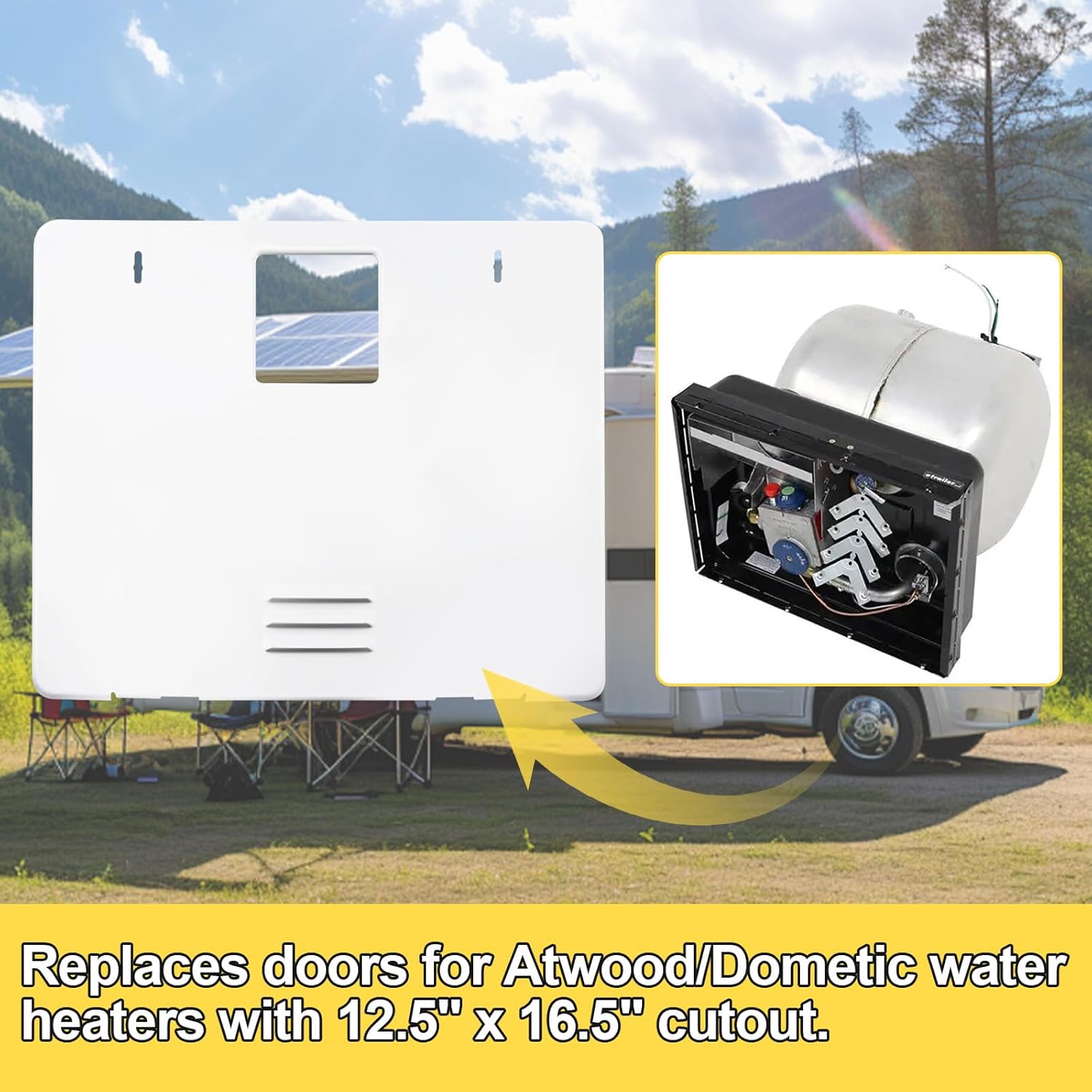 for Dometic 94946 RV Water Heater Door Conversion Kit, Compatible with Dometic/Atwood GCH6A-10E 6 Gallon, WH-6GA WH-6GEA WH-9GEA Water Heater (White)