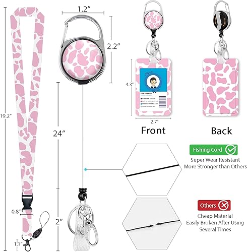 Miniatura 53 de Giancomics Black ID Badge Holder with Lanyard, Lanyards for ID Badges with Badge Reel Retractable Heavy Duty, Lanyard with ID Holder Keychain Clip