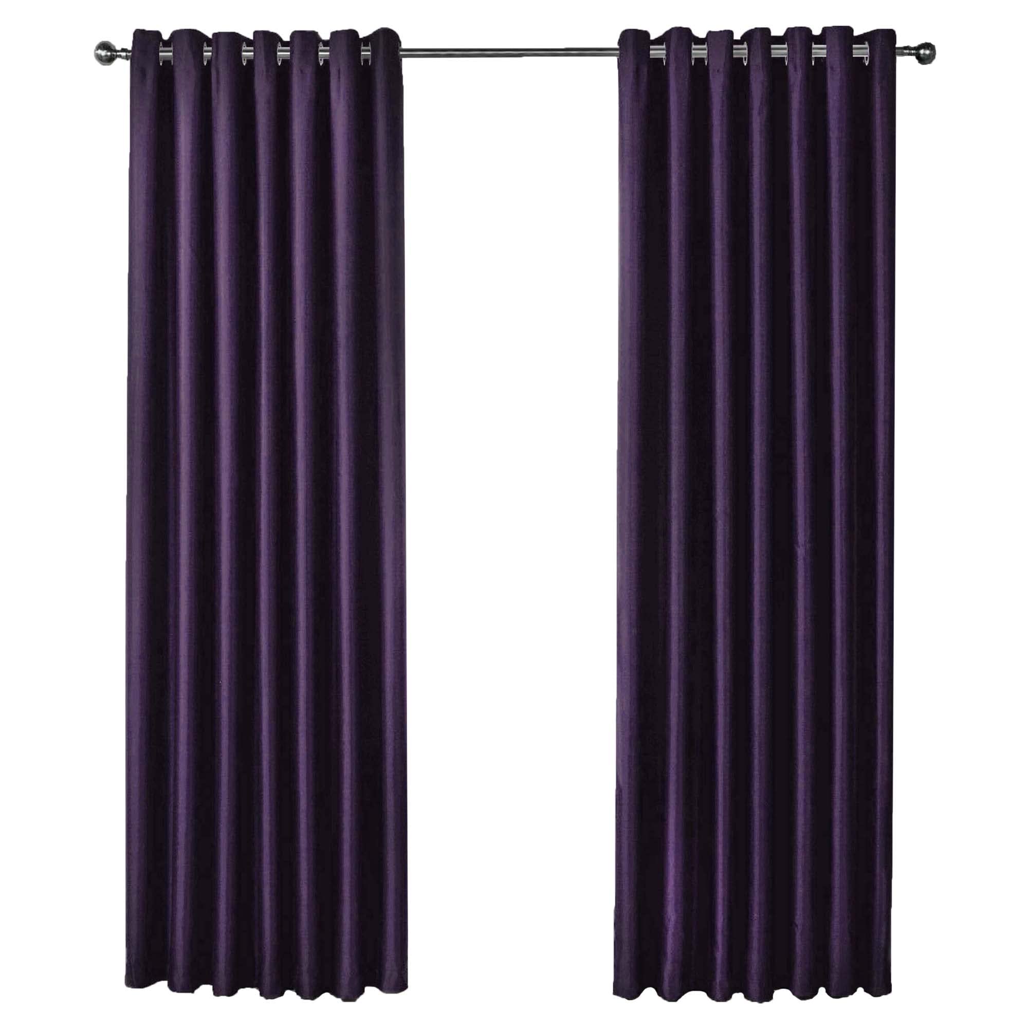 Olivia Rocco Purple Blackout Eyelet Curtains Black Out Thermal Ring Top Curtain Pair Window Treatment Living Room Bedroom, 66" (Width) X 72" (Drop)
