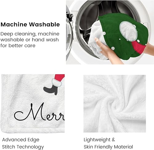 Miniatura 3 de Manta de Navidad de Papá Noel, manta personalizada con nombre, manta de franela personalizada para dormitorio y sala de estar, 30 x 40 pulgadas