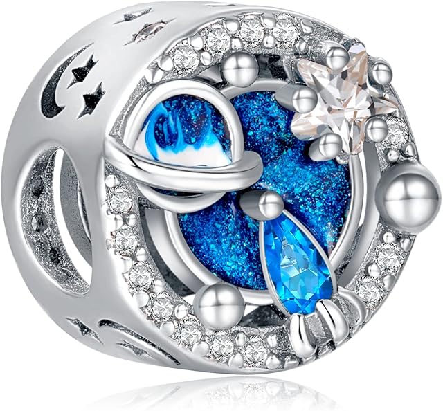 Annmors Heart Charm Pendant S925 Sterling Silver Sparkling Bracelet Bead with Cubic Zirconia for European Bracelets and Necklaces, Christmas Jewellery Gift for Men and Women