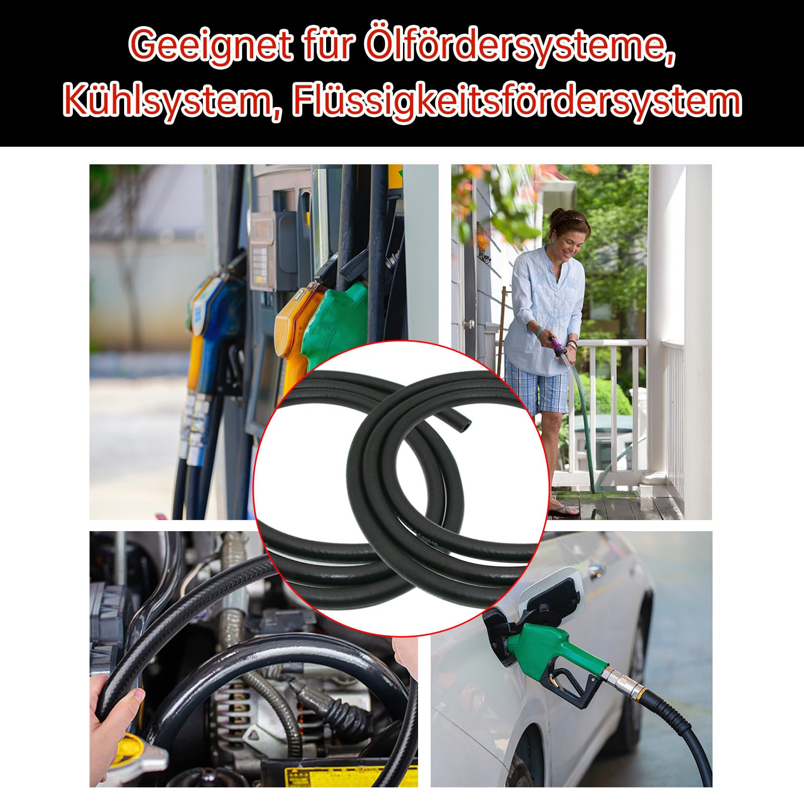 Wąż do benzyny Ø 8 mm, 3 m, przewód paliwowy, wąż hydrauliczny, wąż gumowy, do samochodów osobowych, ciężarowych, traktorów, małych silników