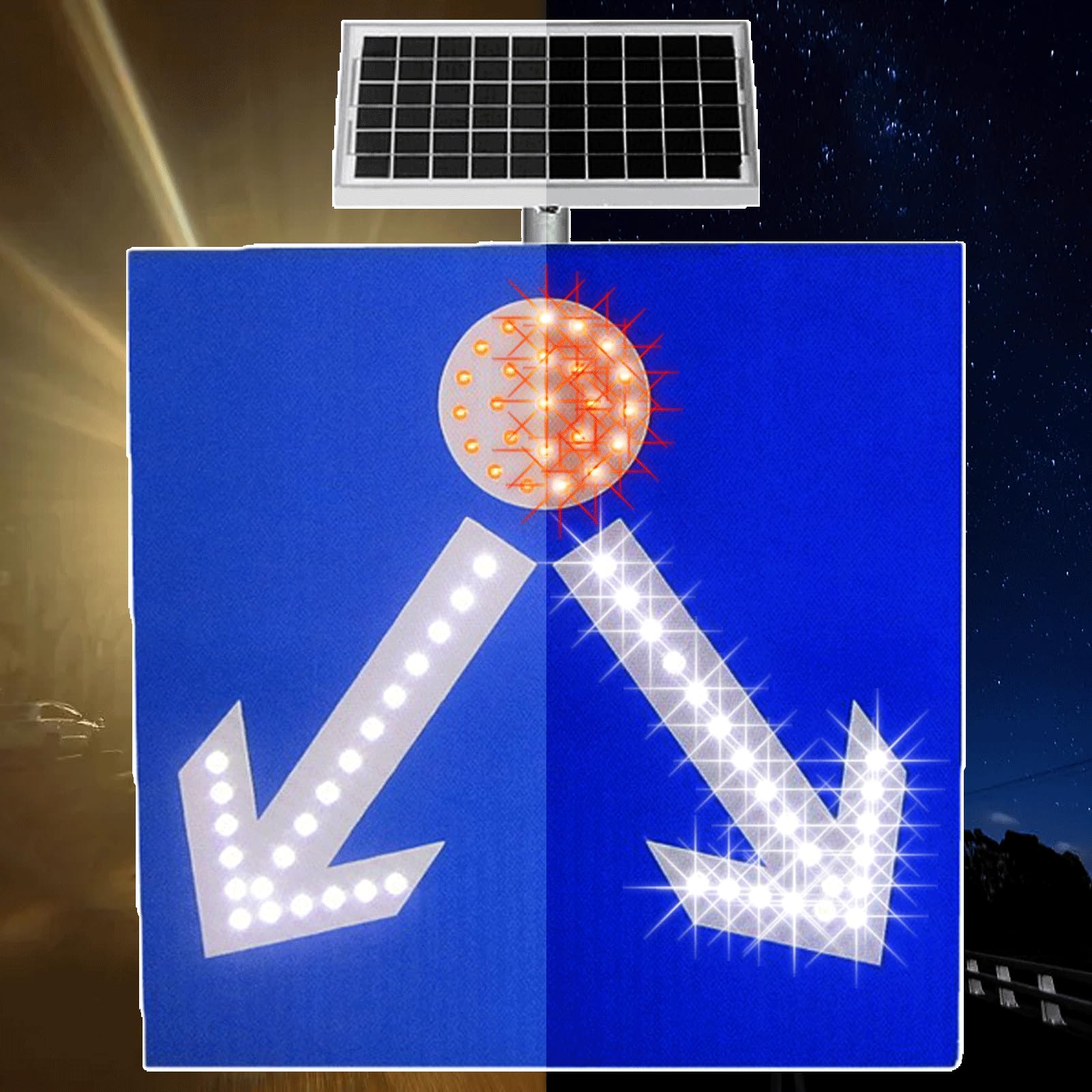 Alimentado por energía Solar Señales de Advertencia, viviendas y Calles. Marco de Aluminio Resistente al Agua, la Intemperie y la decoloración