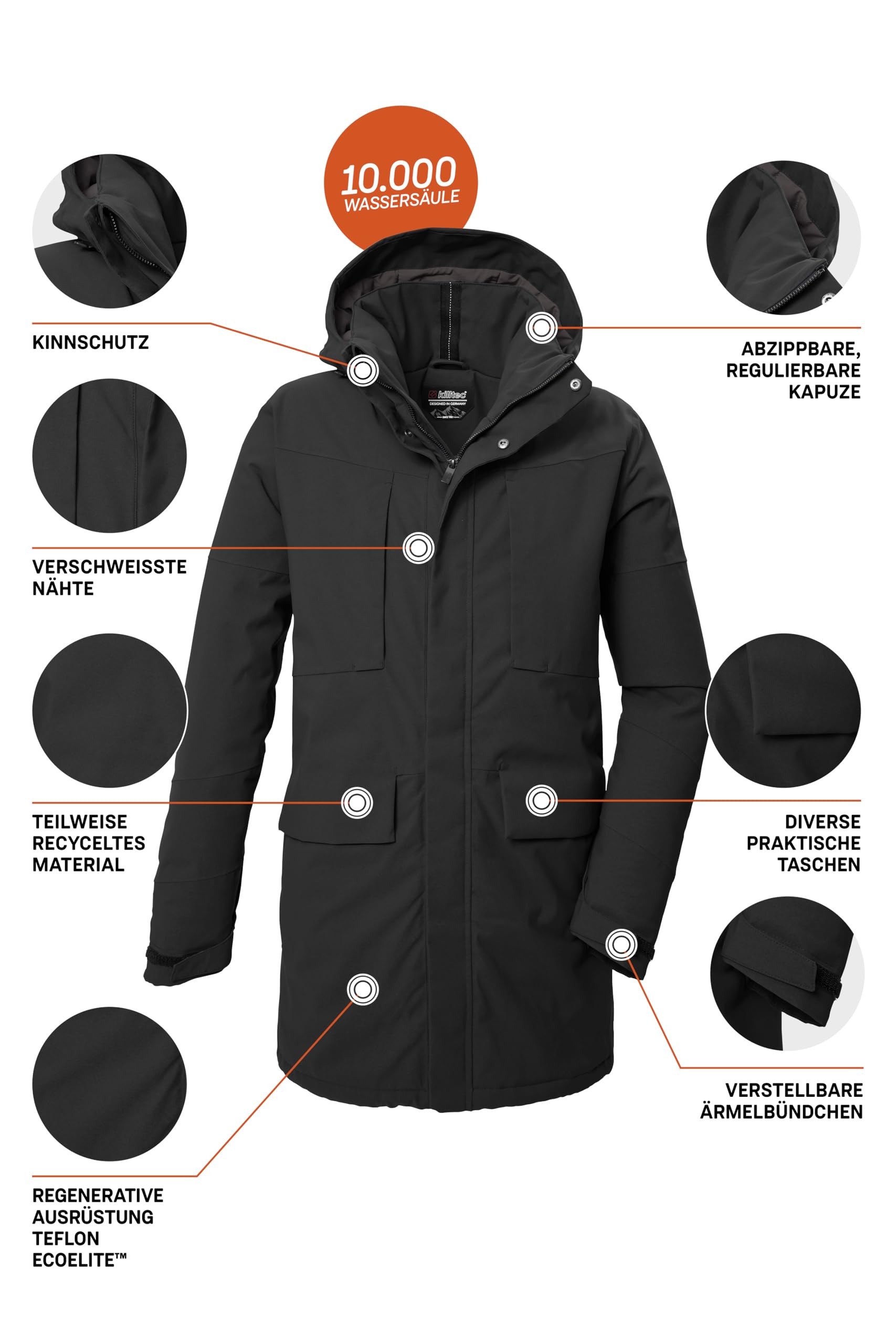 Killtec Kow 80 Mn Prk Parka fonctionnelle/parka avec capuche amovible Homme