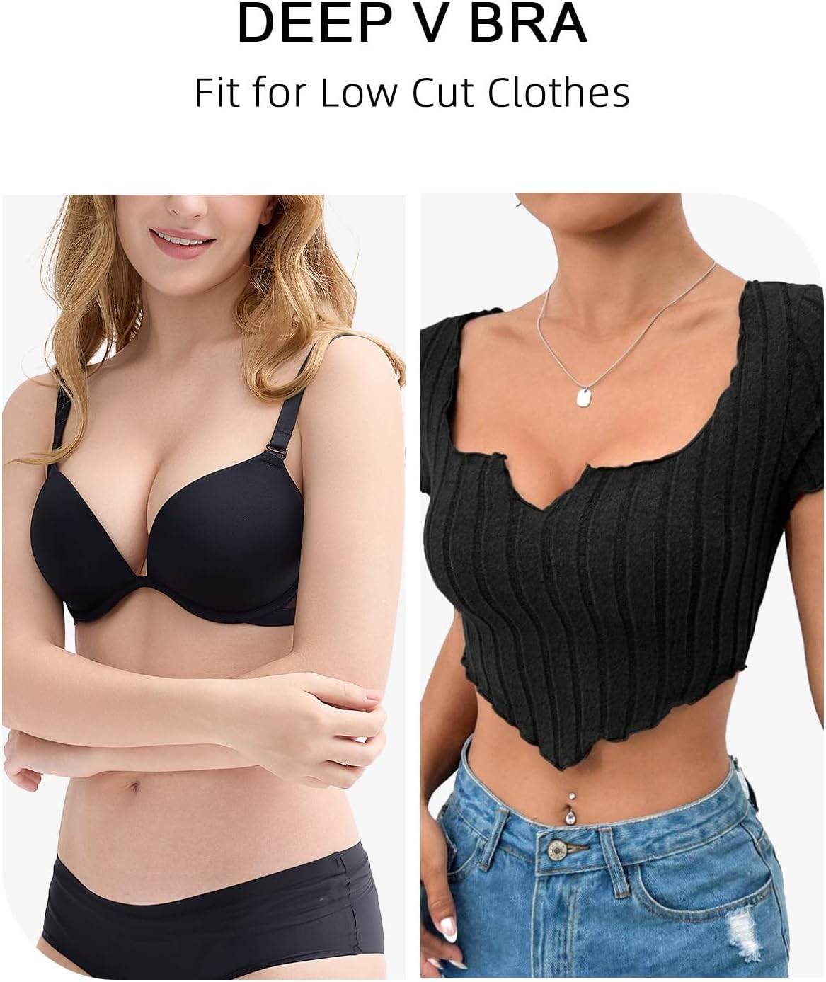 Plusexy Push Up Bras for Women Padded T Shirt Bombsell Everyday Bra Plunge Underwire Support Add a Cup - Image 3