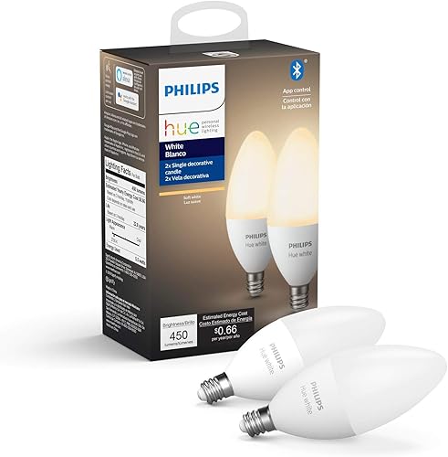 Miniatura 5 de Philips Hue 476977 - Bombilla inteligente A19, paquete de 4, color blanco, 4 unidades y paquete de 2 velas LED inteligentes blancas, compatible con