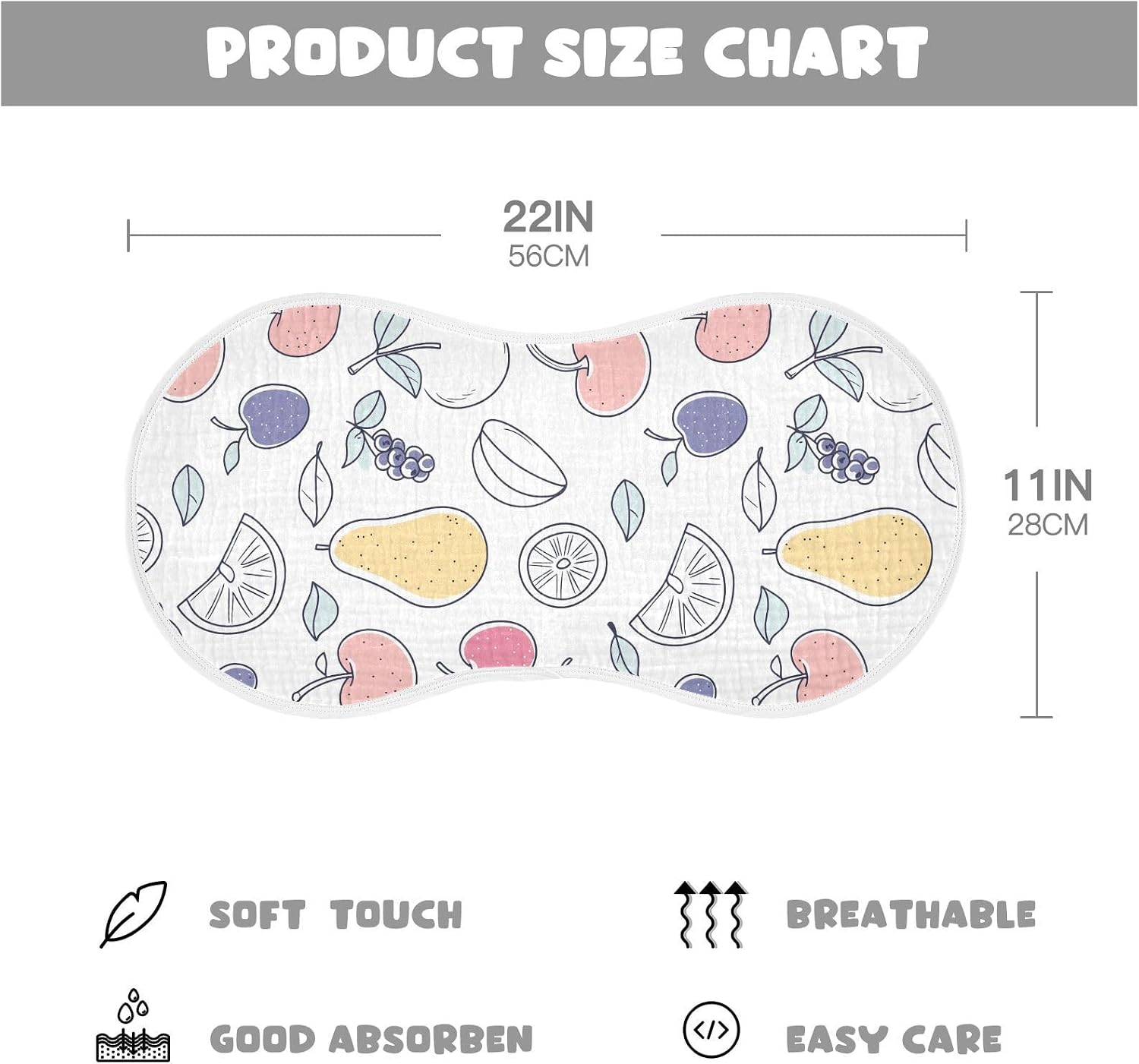 vvfelixl Fruit Slice Burp Cloths for Baby Boy Girls Baby Washcloths Burp Rags 1 Pack