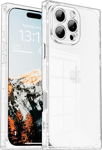 IAIYOXI Rectangle Case Compatible for iPhone 17 Pro, Full Camera Protection & Reinforced Corners TPU Cushion Clear Cover, Shockproof Silicone Phone Case for Women Girls iPhone 17 Pro, Clear