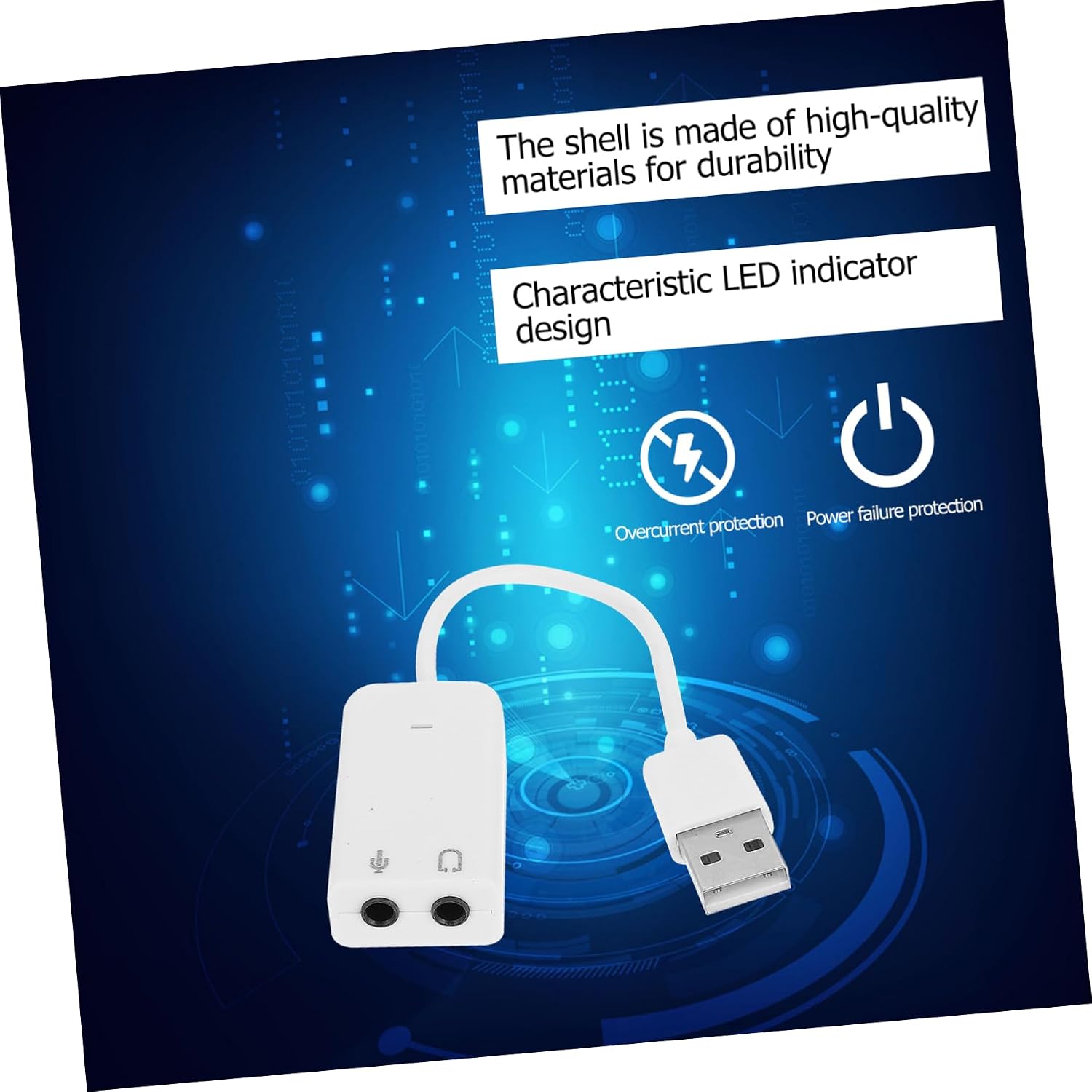 2pcs USB External Sound Card Adapter Independent Audio Device for Laptops and Desktops Noise Reduction Material High Sound Quality