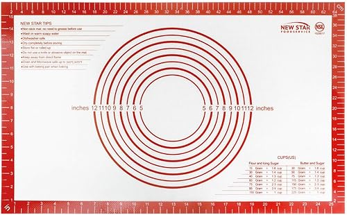 New Star 1029017 - Tapete de silicona antideslizante para repostería, extra grande con medidas, 16 x 26 pulgadas, certificado NSF