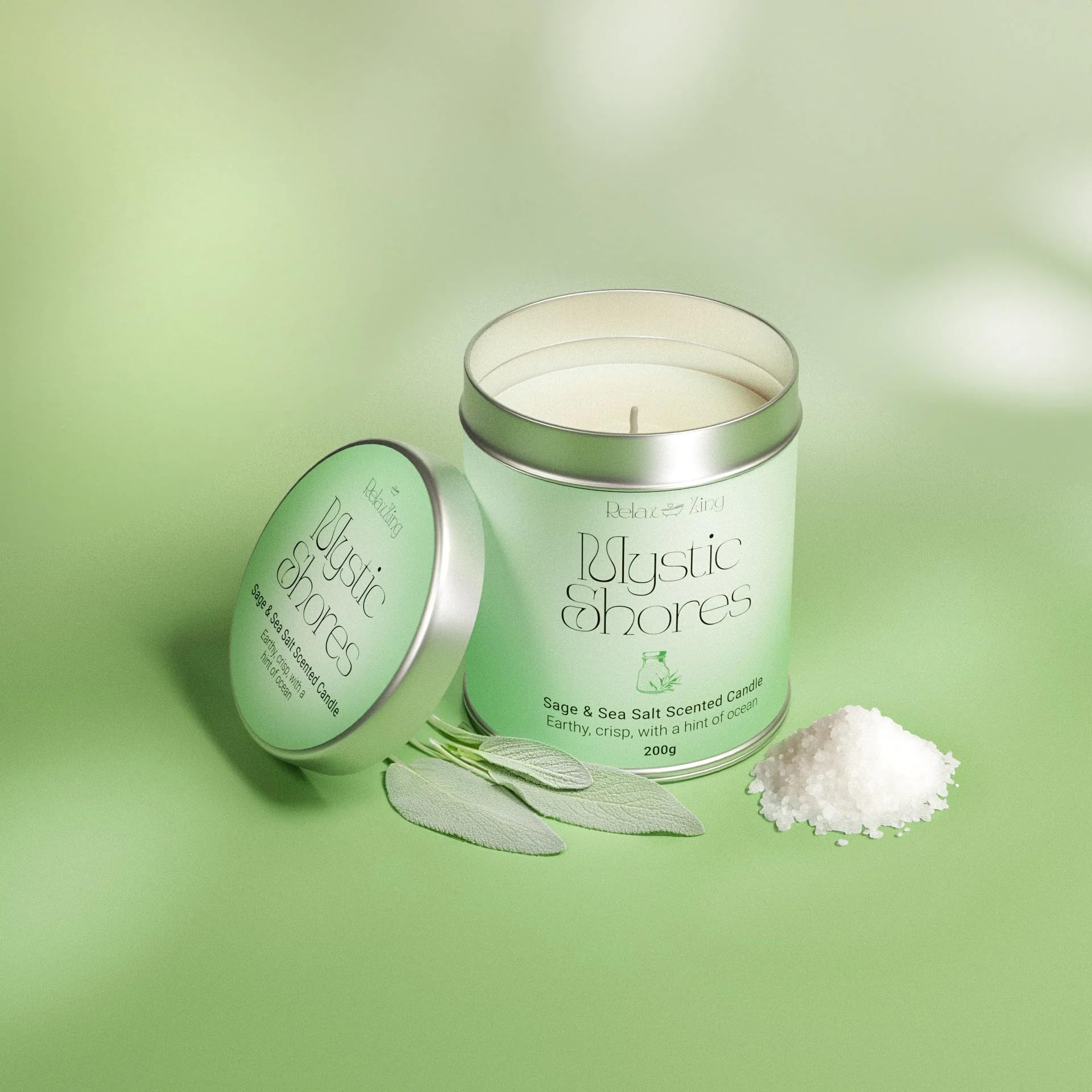 RelaxZing Aromatherapy Candle, Scented Bath Candles with Soy Wax, Long and Clean Burning Cotton Wick, Decorative Scented Candles, Soothing and Calming Large Tea Lights, Mystic Shores Sage & Sea Salt