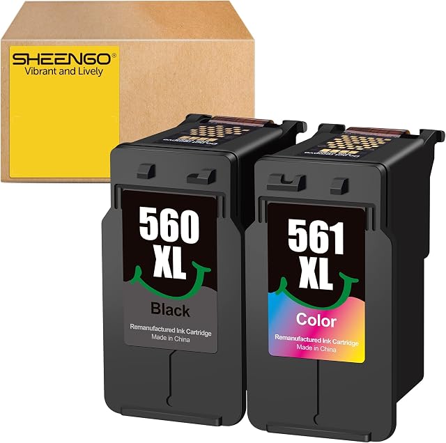 560XL 561XL Ink Cartridges Compatible for Canon PG-560XL CL-561XL for Pixma TS5350 TS5351 TS5352 TS5353 TS7450 TS7451 (1Black 1Colour, 2-Pack)