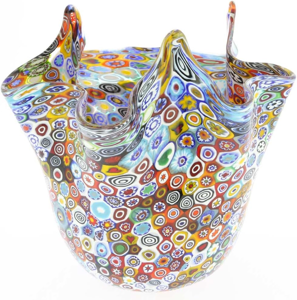 Glass Of Venice Murano Glass Millefiori Fazzoletto Bowl - Multicolor