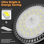 160W paquet de 4 UFO Lumière de haute baie LED Lumières de magasin, 25000LM Lumières de garage, 6500K Lumières de barrage, Lumière industrielle w/ 6.6ft Cord d'alimentation de prise, IP65 Lampe de travail étanche pour atelier d'entrepôt Gym Factory