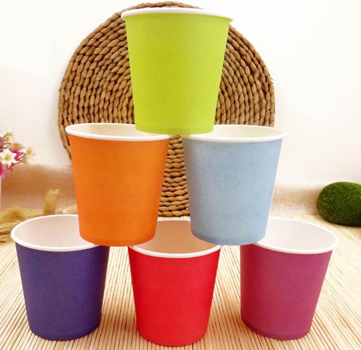 Ghenhon Party Disposable Cups, Paper Cups For ，Weddding & Party Cups 8oz (Multicolor 100pcs) - Image 4