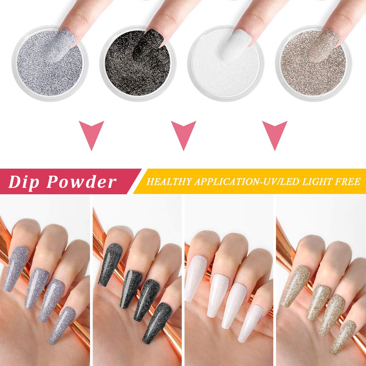Lavender Violets Dipping-Powder-Nail-Kit 0.5 oz/bot. Large Capacity Acrylic Dip-Powder Nail Starter Set LED-Lamp-Free-J770