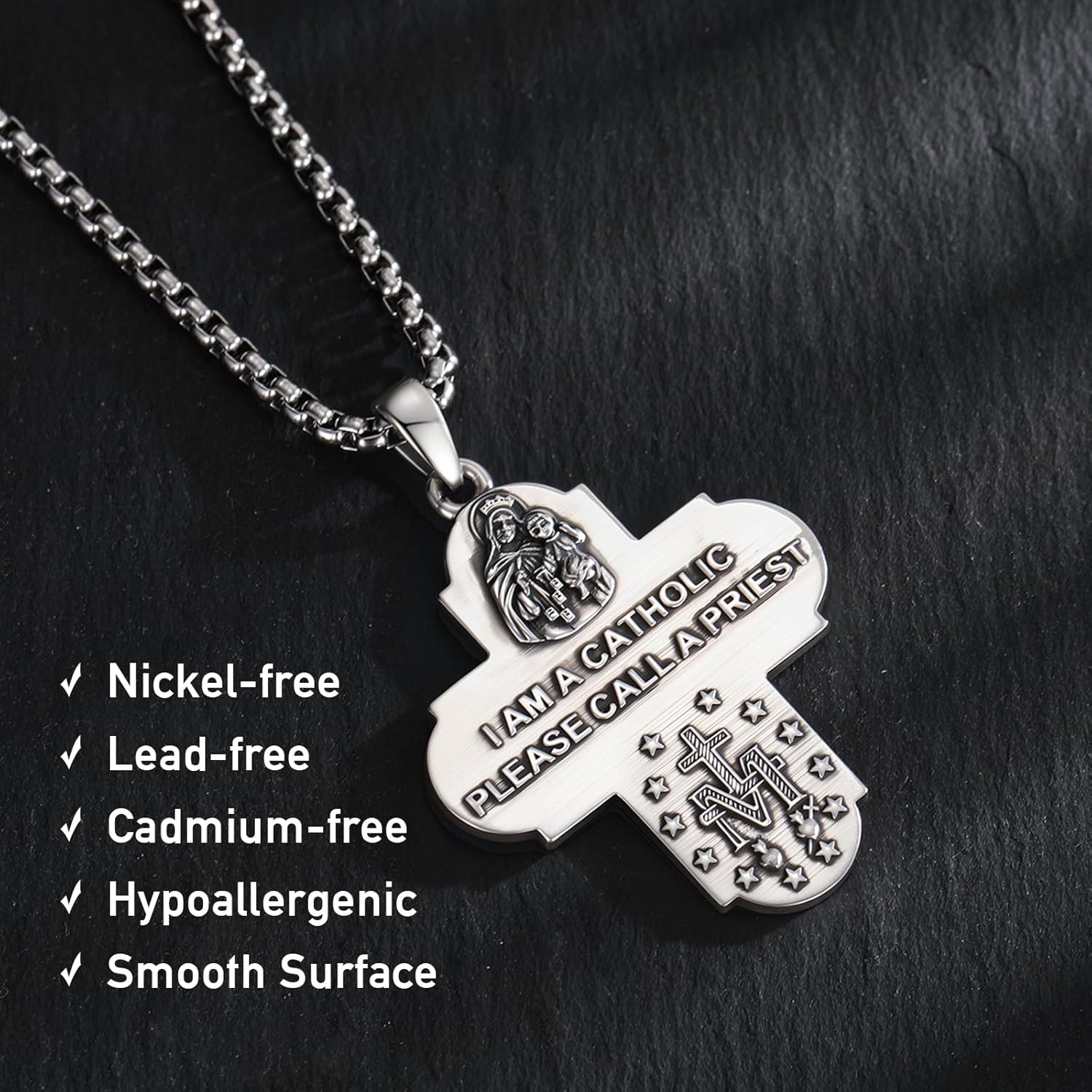 Patron Saint Medal Necklace 925 Sterling Silver Catholic Protection Pendant Religious Jewelry Gifts for Men Women - Image 3