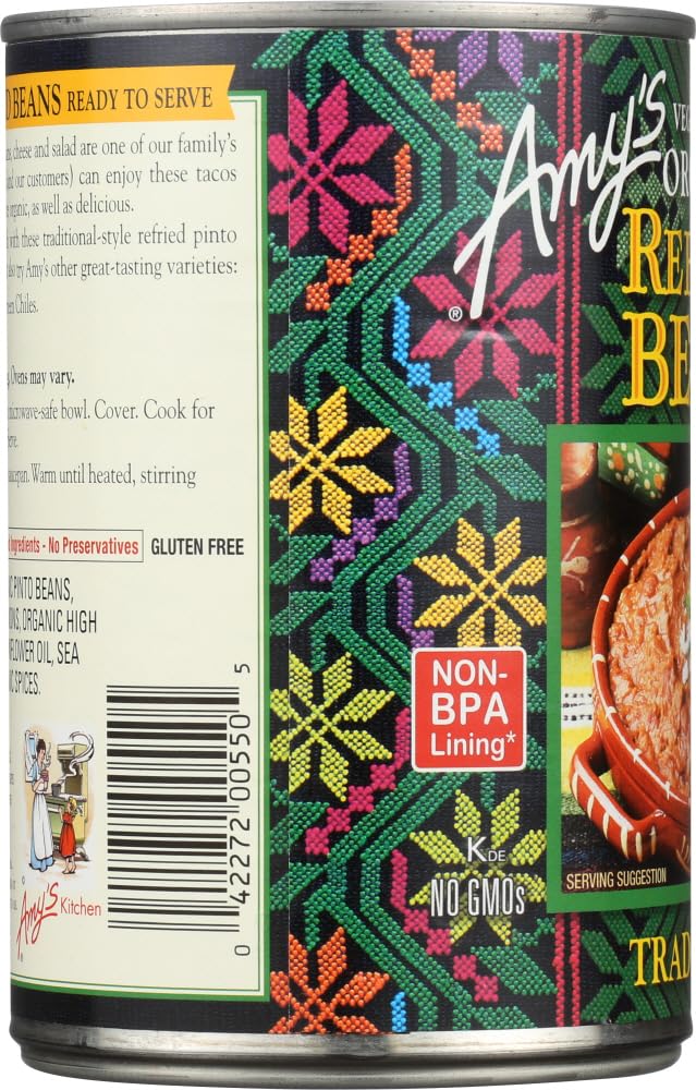 Amy's Organic Refried Beans, 15.4-Ounce Cans ( Value Bulk Multi-pack)(PACK OF 24)
