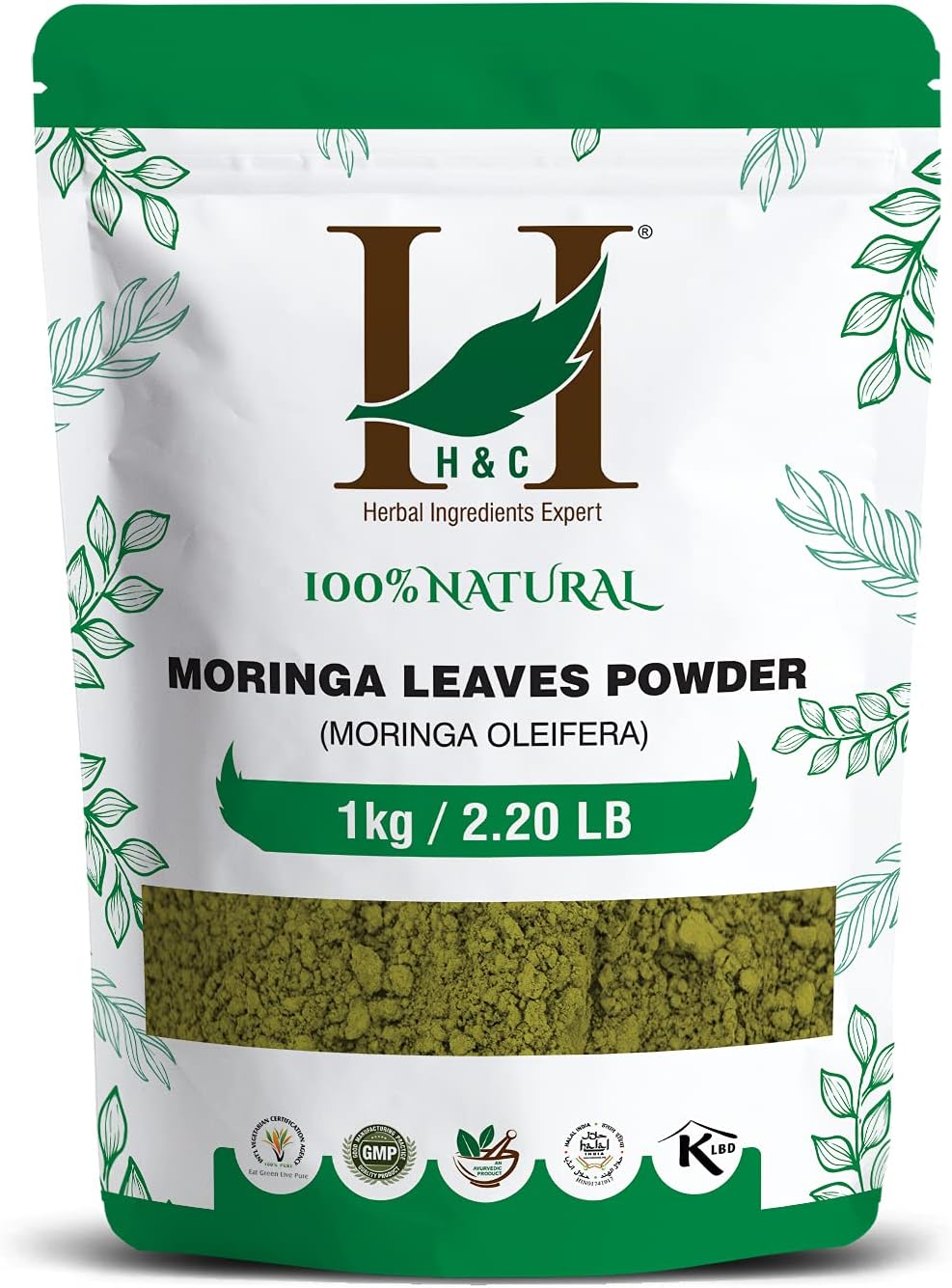 H&C Natural Moringa Leaves Powder - 1Kg Pack | Rich Superfood Supplement
