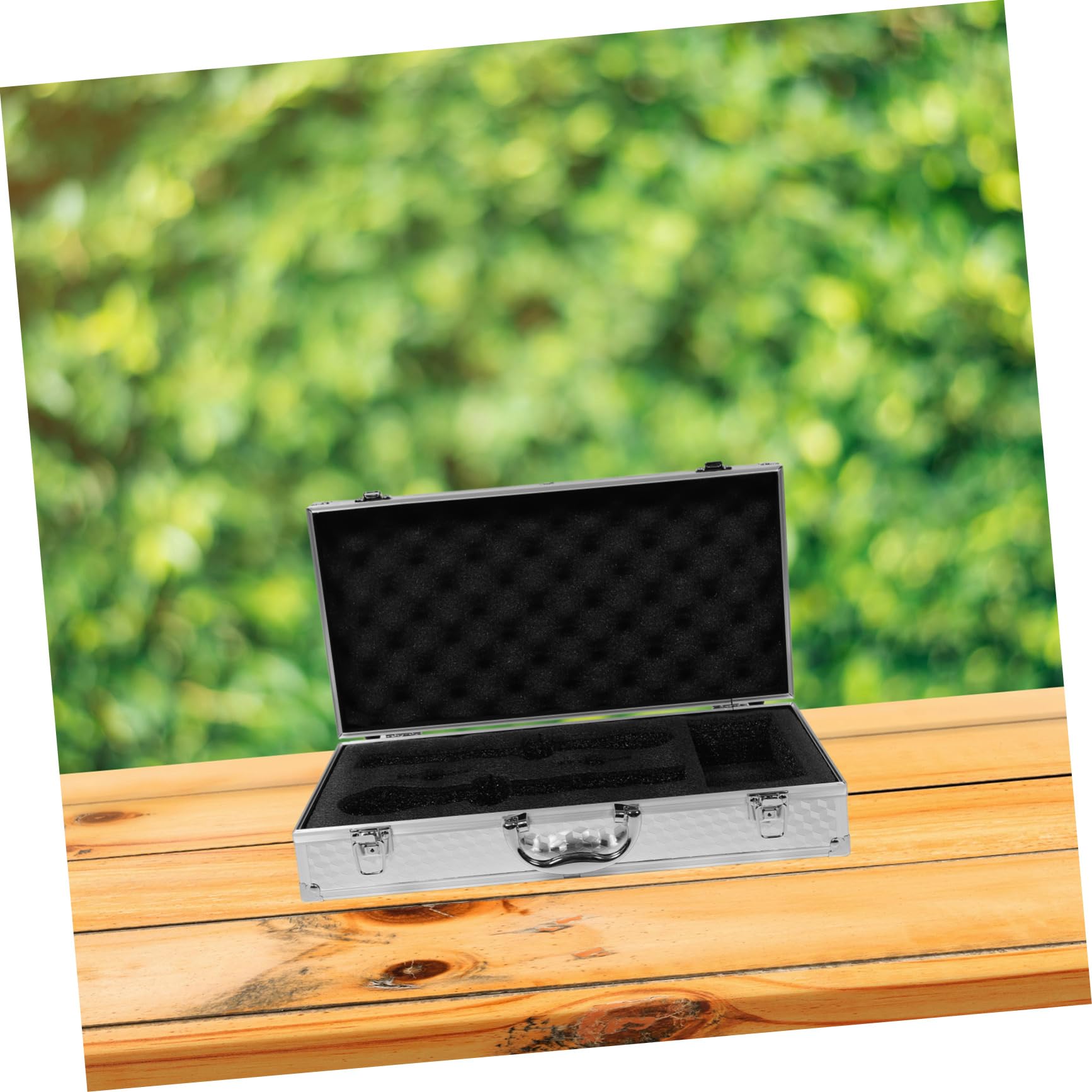 Generico Timke Protection Box custodia rigida per il trasporto Caso di attrezzature supporto per microfono multiplo Custodia microfono portatile porta microfono Lega di alluminio Argento