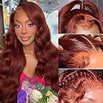 Loyom Reddish Brown Lace Front Wigs Human Hair Pre Plucked 13x4 Auburn Colored Human Hair Lace Front Wigs 200 Density Body Wave Reddish Brown Frontal Wig Human Hair 22 Inch