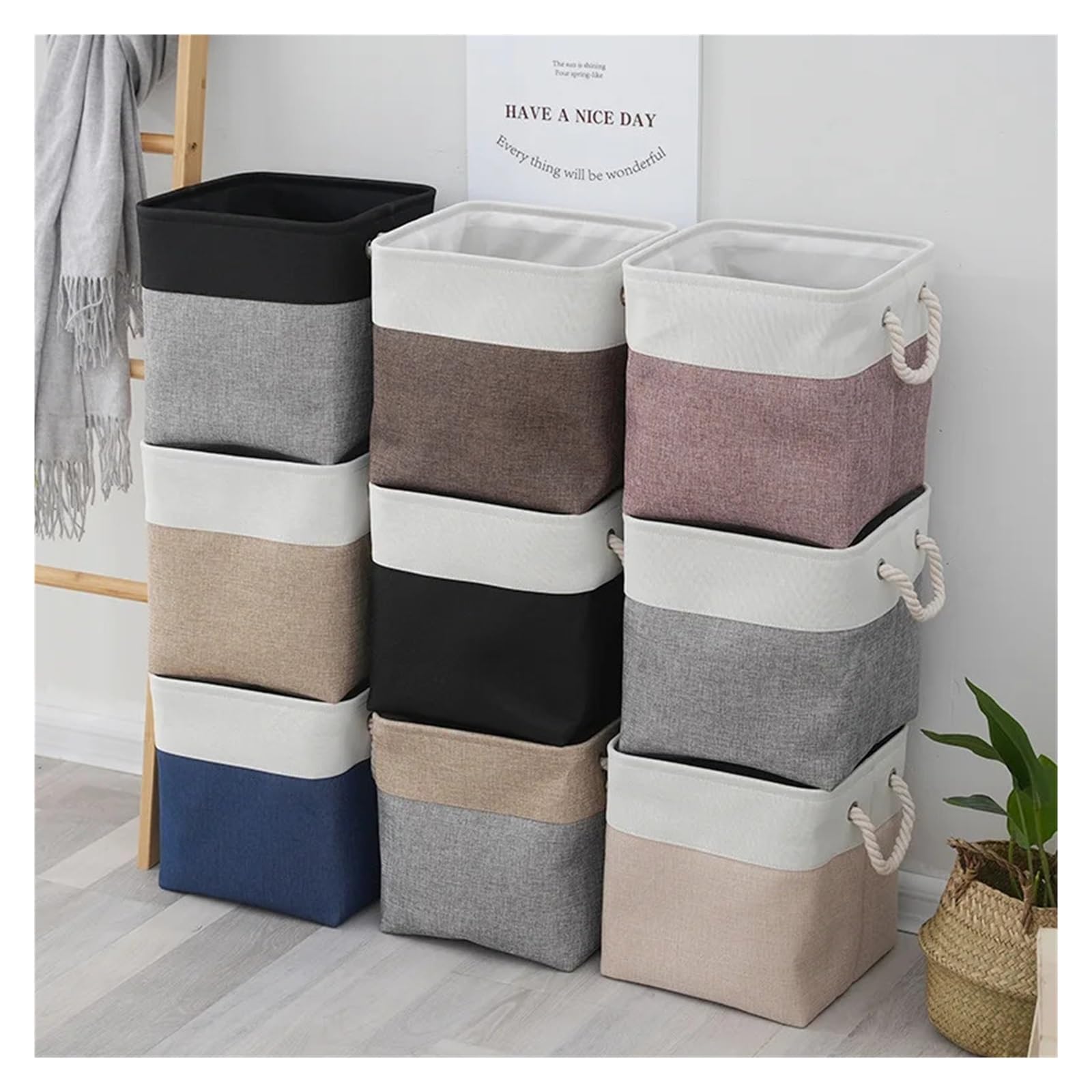 MRKU Boîte de Rangement pour sous-vêtements et Chaussettes, Organiseur de Soutiens-Gorge, paniers Flexibles, Articles ménagers, Panier de tri, Panier Pliable en Lin pour Jouets de bébé