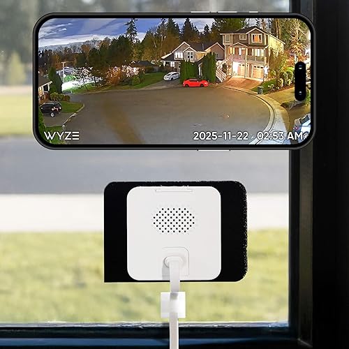 Wyze Cámara de ventana, cámara WiFi de 2.4 GHz para interiores con visión nocturna a color mejorada, detección de movimiento alimentada por IA,