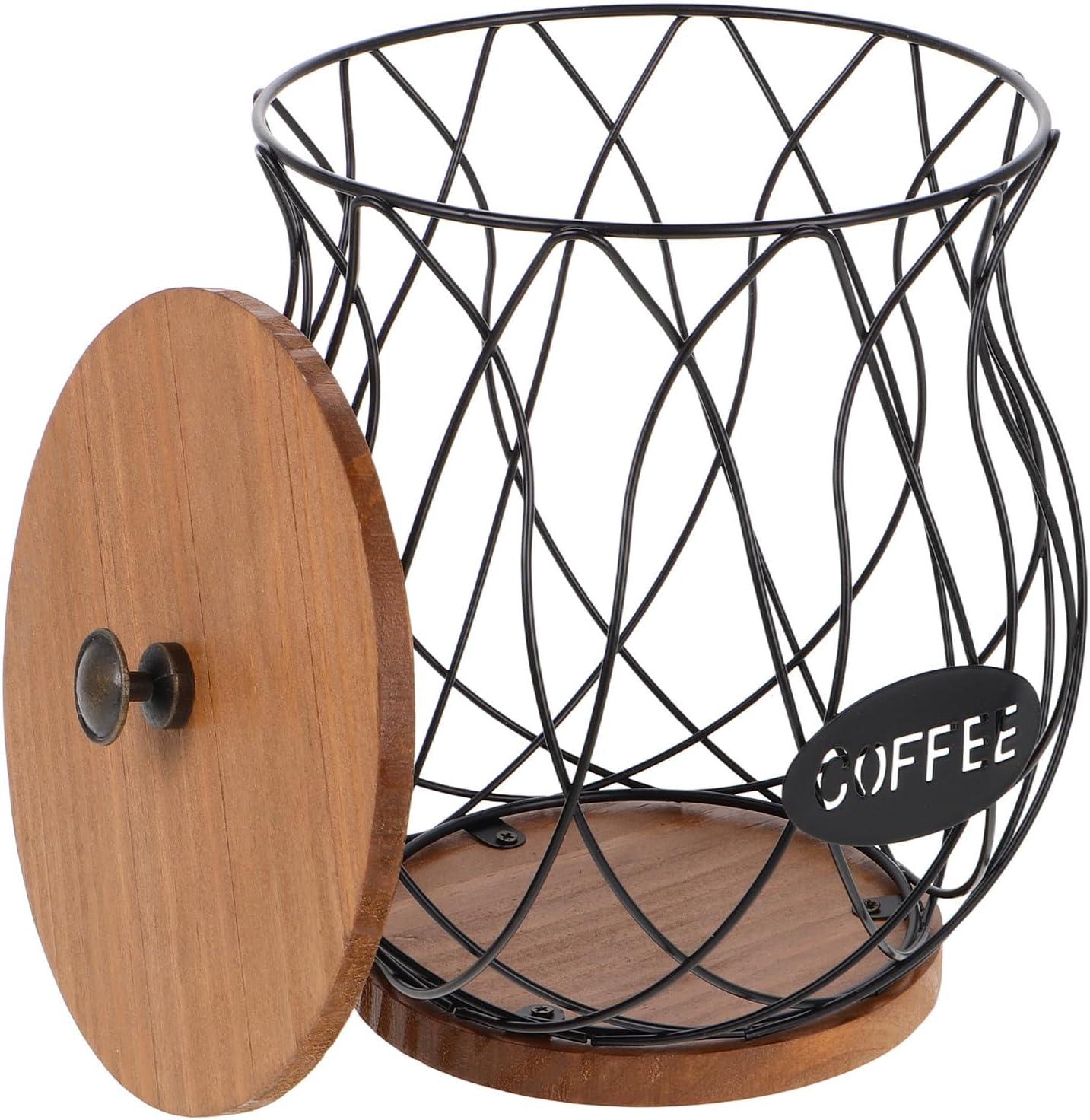 KALLORY Black Iron Coffee Capsules Holder Basket with Unique Design for Desktop Storage and Efficient Space Utilization, for Home Use and Organizing Fruits or Snacks