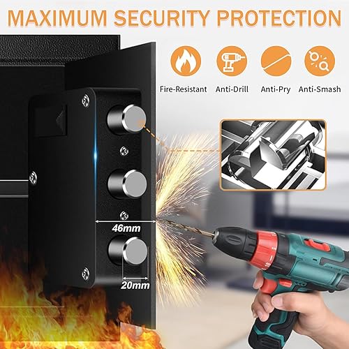 Miniatura 2 de 5.3 Cuft - Caja fuerte grande para el hogar, resistente al agua y al fuego, para uso doméstico, caja de seguridad antirrobo con teclado digital y 3