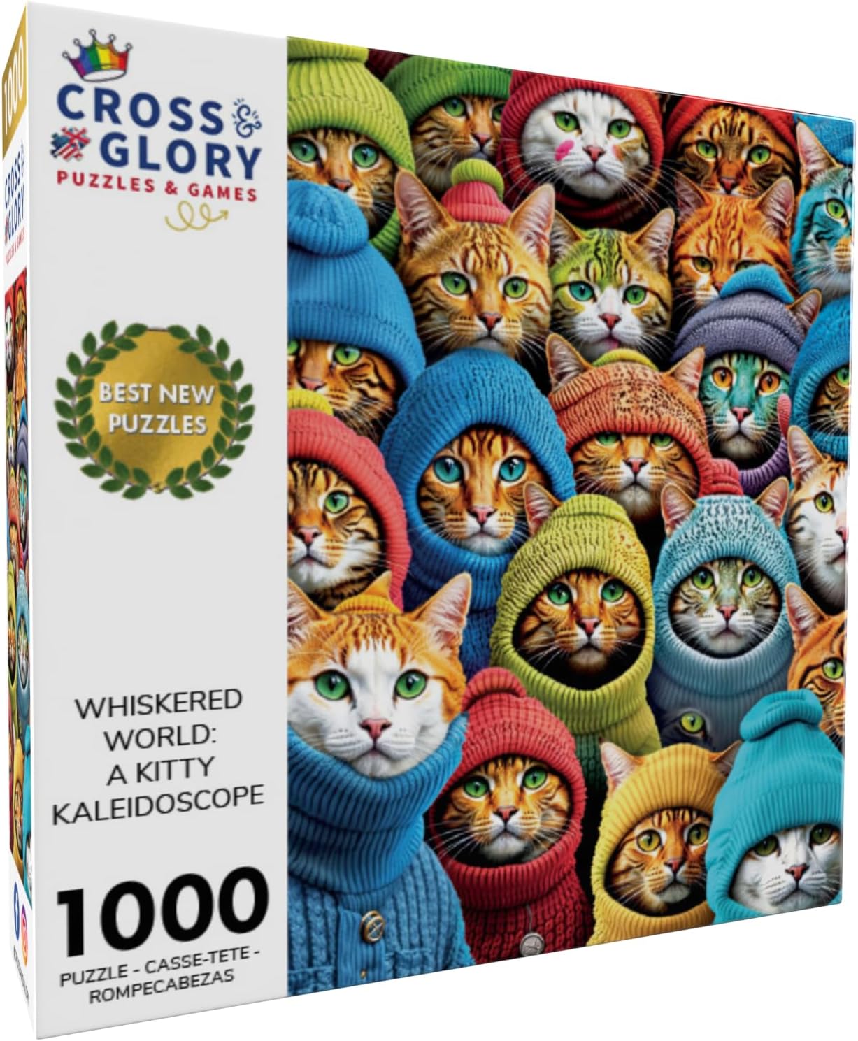 Cross & Glory | 1000 Piece Jigsaw Puzzles for Adults | Whiskered World: A Kitty Kaleidoscope | Cat Jigsaw Puzzle | Satin Finish 1000 Piece Puzzle for Adults Cats | Ages 14+