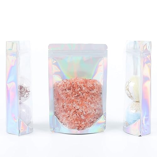 Miniatura 3 de QQ Studio Bolsas de embalaje holográficas plateadas con sello QuickQlick para cosméticos y maquillaje, Holográfico transparente y plateado