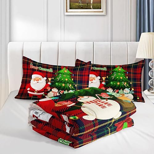 Miniatura 5 de Axolotl Juego de edredón de Navidad tamaño individual, juego de ropa de cama de pino de Navidad, juego de edredón de gnomos de Navidad, juego de