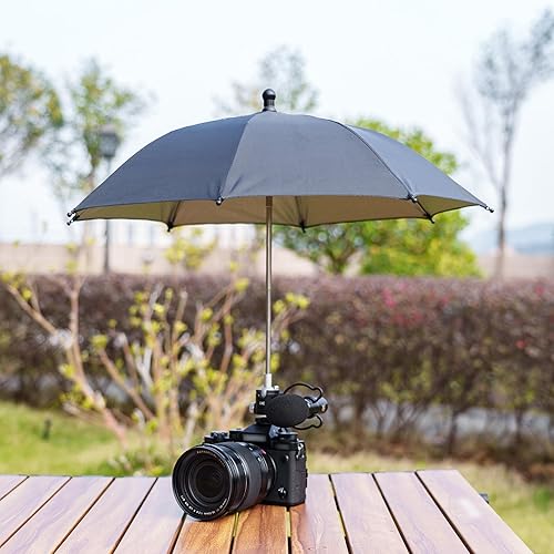 Miniatura 8 de Parasol para zapata de cámara ajustable en 3 niveles de altura, parasol de lluvia mejorado con montaje de zapata fría, cubierta protectora parasol
