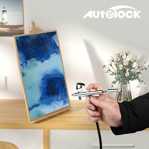 Miniatura 7 de Autolock Aerógrafo modelo X-131 Multi-propósito de alimentación por gravedad de doble acción con agujas de boquilla de 0.012 in para pintar,