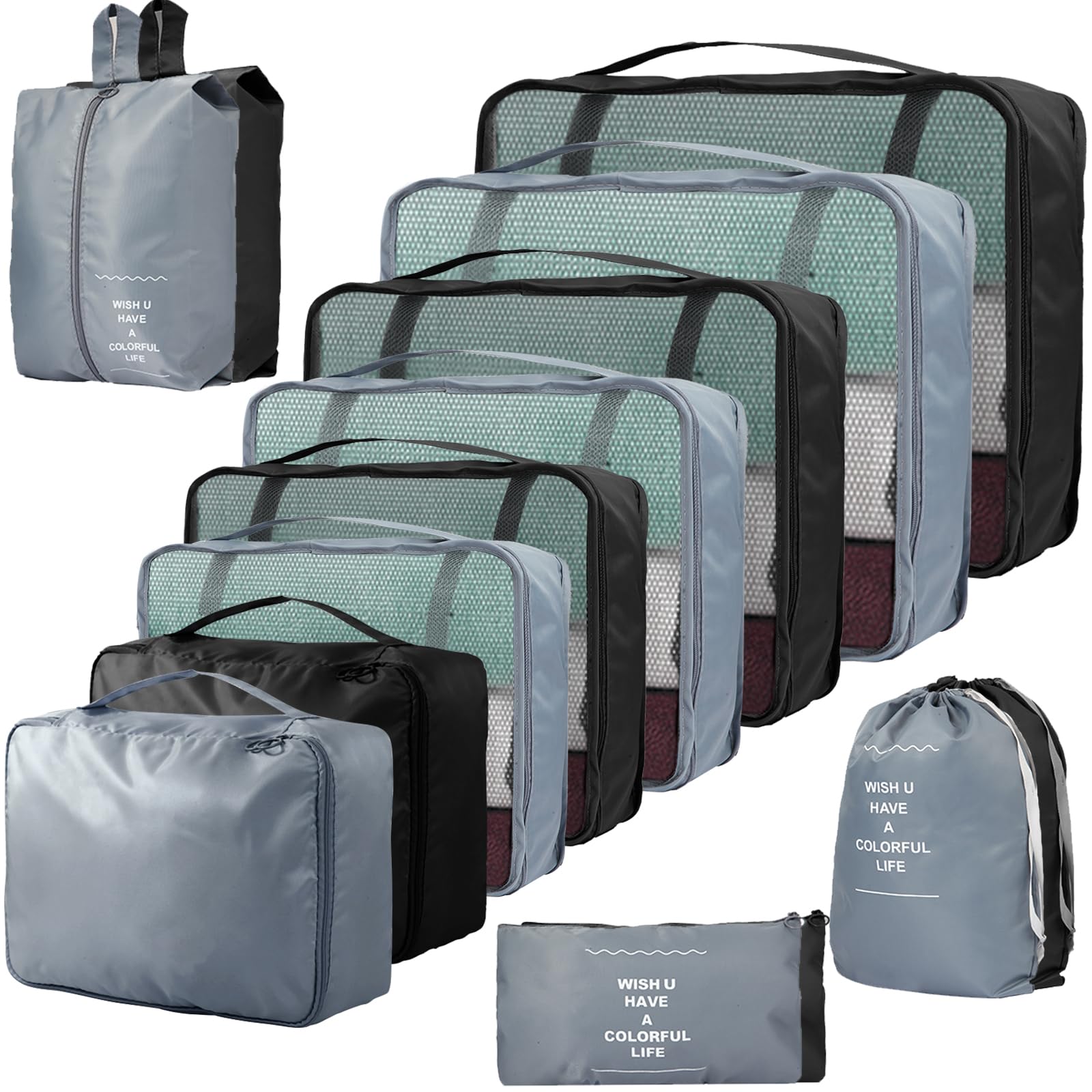 14-teilige Zweifarbige Koffer Organizer, Kofferorganizer Reisezubehör – Packwürfel, Packing Cubes & Packtaschen, Ordnungssystem für Koffer bei Urlaub & Reisen