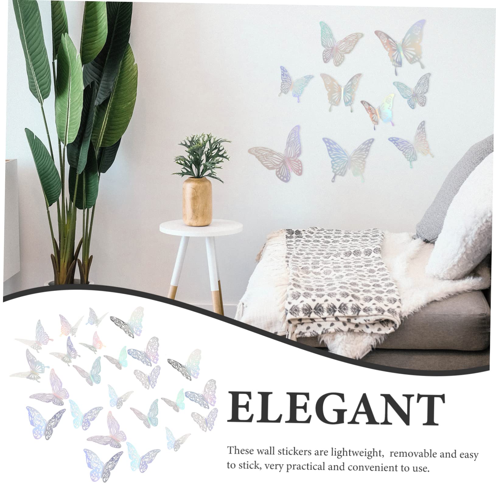 SHINEOFI 4 Set Decorazioni Murali Adesive Farfalle Adesivi Eleganti Per Camera Da Letto E Ufficio Design Rifinito E Vividità Superiore 72 Pezzi * 4