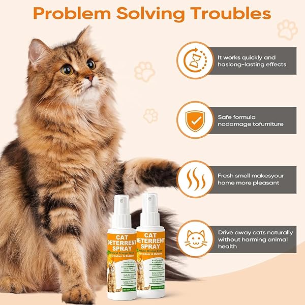 Cat Deterrent Spray – Anti-Scratch Cat Spray 100% Natural, Plant-Based Formula to Stop Scratching, Chewing & Urine Spraying – Indoor Use Safe for Furniture, Pets & Kids – 8.8 oz (2 Pack) - 2