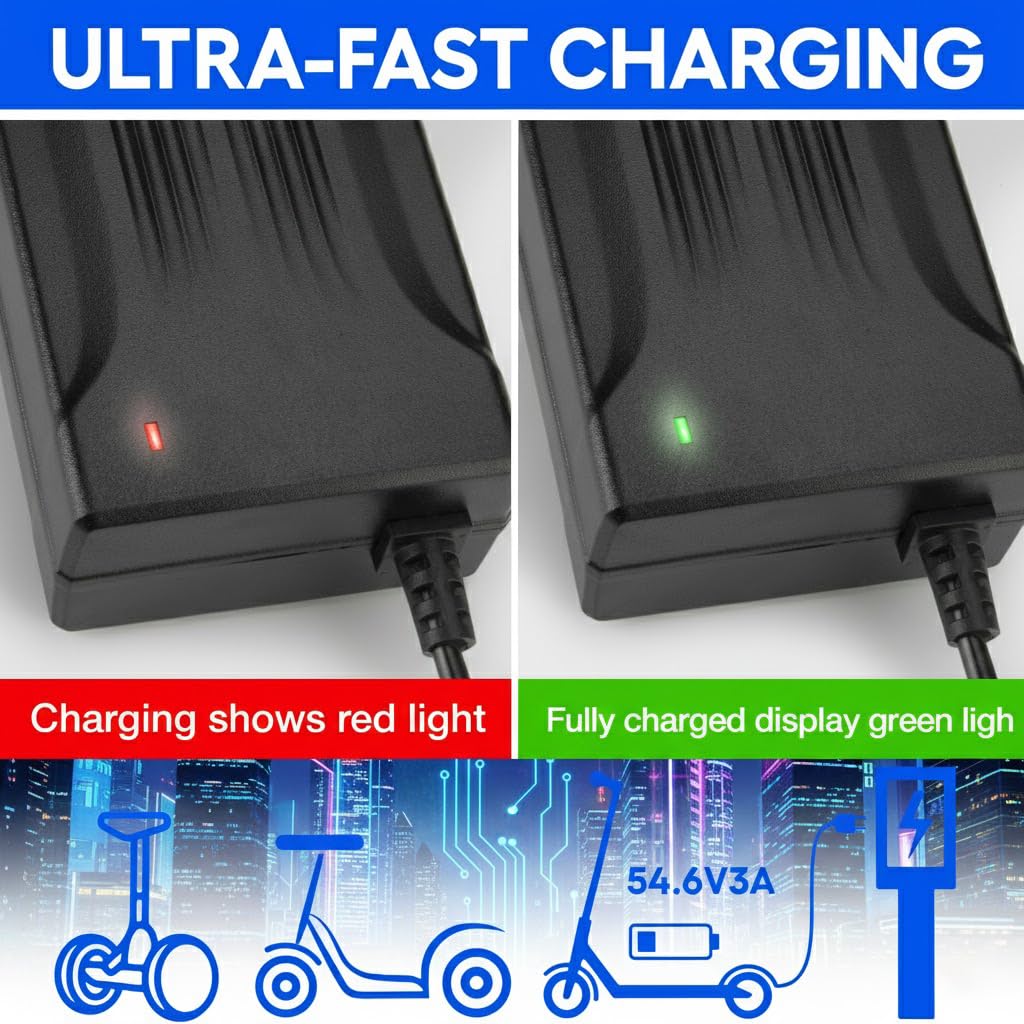48V Ladegeräte für Scooter 54.6V 3A E Scooter Ladegeräte | Con conectores DC5525 para bicicletas eléctricas Hoverboard, universal, 48 V, cargador de scooter eléctrico